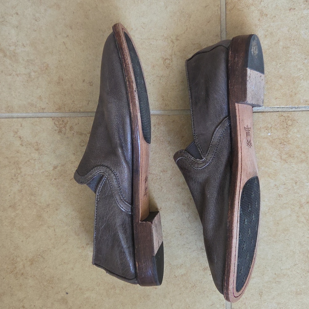 TRASK Ali Flat Gray Leather Loafers Italian Washed Sheepskin Sz 8 Minimalist - Picture 8 of 15